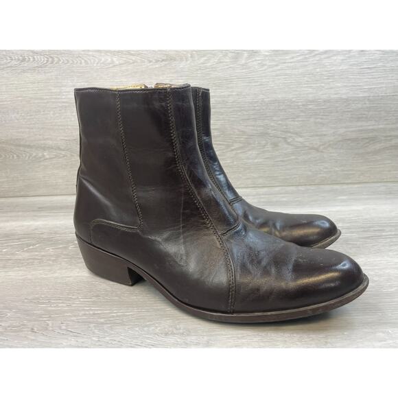 Fortune From Liberty Men's 11 Brown Western Leather Boot Cowboy Casual Side-Zip - Picture 1 of 13